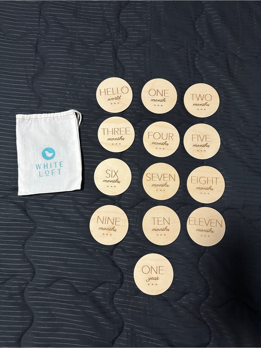White Loft Baby Milestone Discs - Natural Wood (Monthly Set)